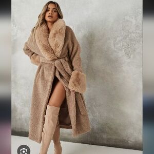 Missguided Faux Fur Trimmed Coat
